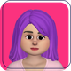Cartoon avatar with dark hair and beard on a purple background