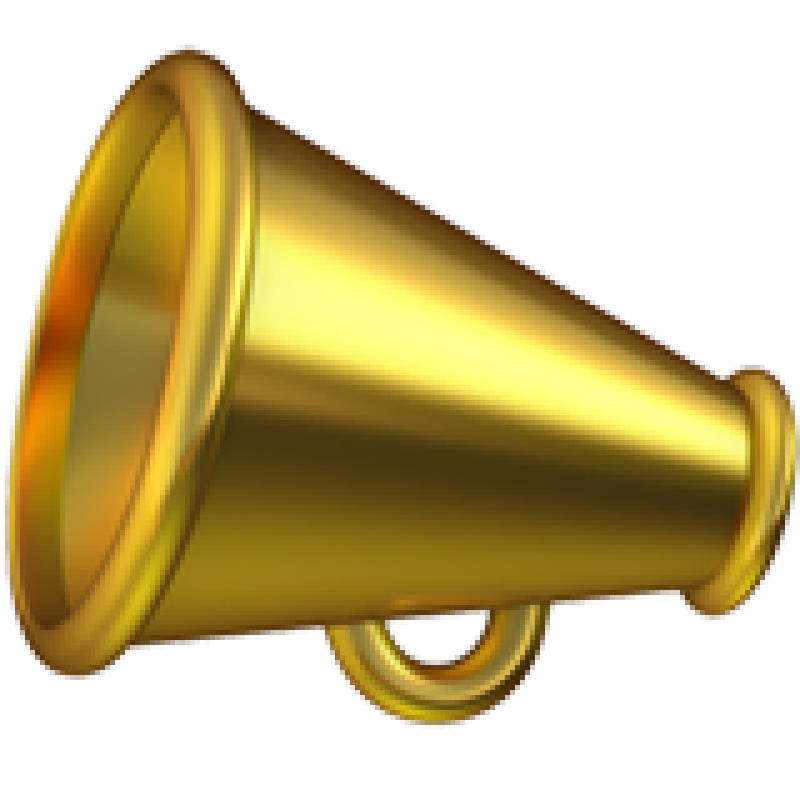 Gold megaphone icon on a white background