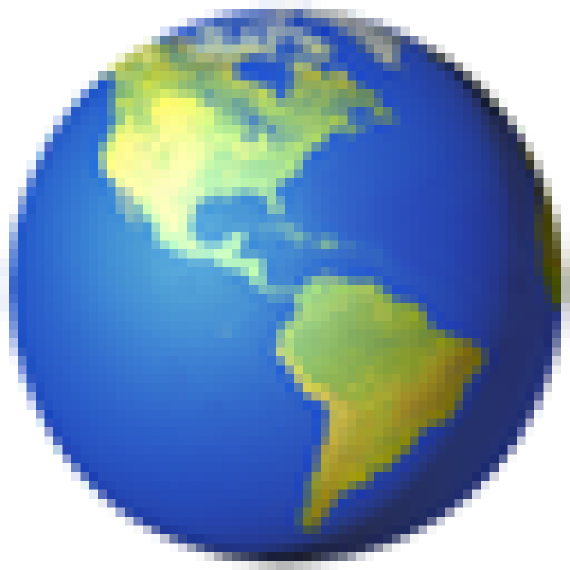 Blue and green globe icon showing Earth with the Americas visible