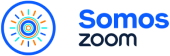 Somos Zoom logo with a blue circular icon and blue text on a white background