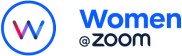 Women@Zoom logo in blue and gray with a red-and-blue “W” icon