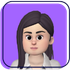 Cartoon avatar with brown hair and a black jacket on a purple gradient background