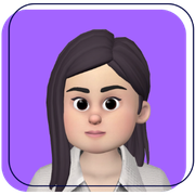 Cartoon avatar with dark hair and beard on a purple background