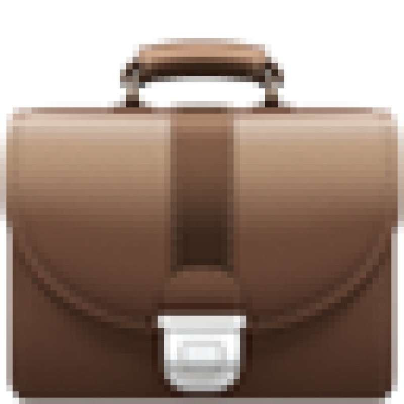 Brown leather briefcase with a top handle and silver clasp