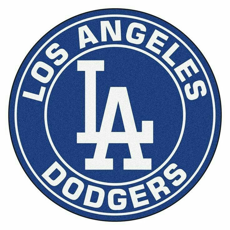Blue Los Angeles Dodgers circular logo with white "LA" monogram in the center and "LOS ANGELES DODGERS" lettering.