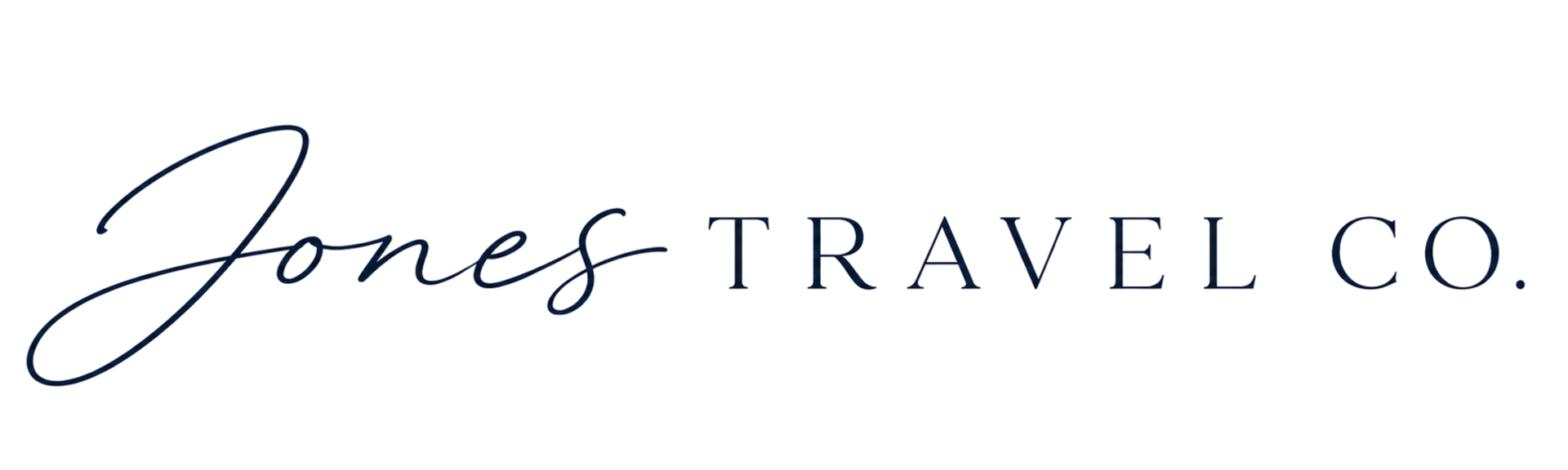 Jones Travel Co. logo in black script and serif text on a white background