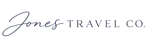 Jones Travel Co. logo in black script and serif text on a white background