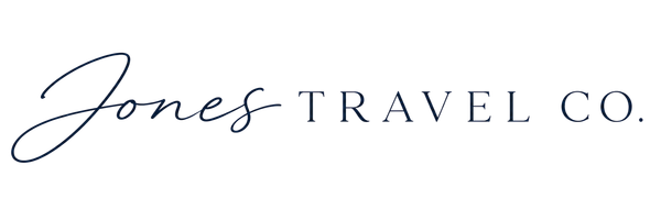 Jones Travel Co. logo in black script and serif text on a white background