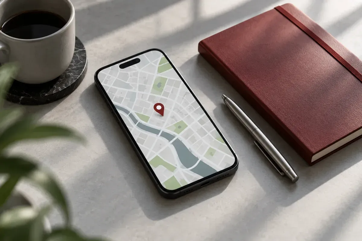 Điện thoại hiển thị bản đồ minh họa dữ liệu vị trí GPS và quyền riêng tư cá nhân. Điện thoại hiển thị bản đồ minh họa dữ liệu vị trí GPS và quyền riêng tư cá nhân.