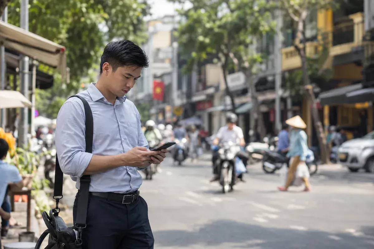 Nhân sự xác minh ghi nhận thông tin tại địa điểm công cộng Nhân sự xác minh ghi nhận thông tin tại địa điểm công cộng