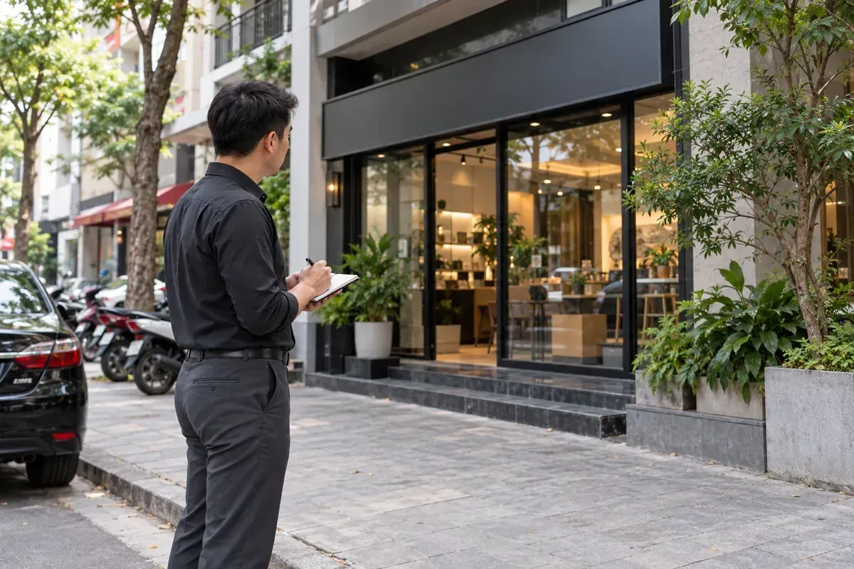 Nhân sự xác minh ghi chép thông tin quan sát thực tế tại khu vực kinh doanh công cộng. Nhân sự xác minh ghi chép thông tin quan sát thực tế tại khu vực kinh doanh công cộng.