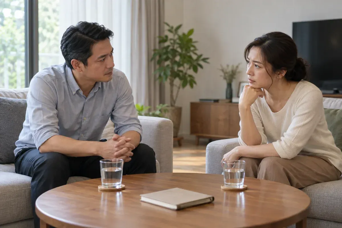 Minh họa cuộc trao đổi riêng tư giữa hai vợ chồng khi có nghi vấn trong hôn nhân Minh họa cuộc trao đổi riêng tư giữa hai vợ chồng khi có nghi vấn trong hôn nhân