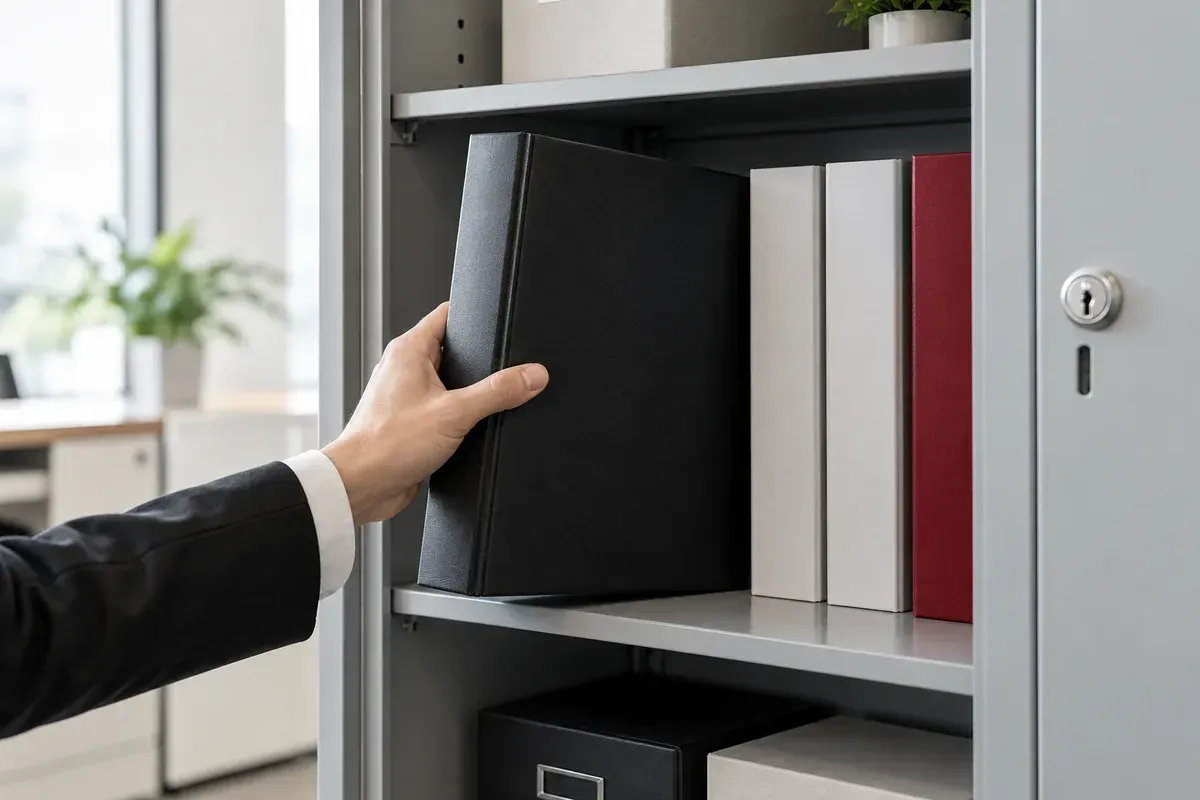 Hồ sơ được bảo quản trong tủ khóa minh họa quyền riêng tư và bảo vệ dữ liệu cá nhân. Hồ sơ được bảo quản trong tủ khóa minh họa quyền riêng tư và bảo vệ dữ liệu cá nhân.