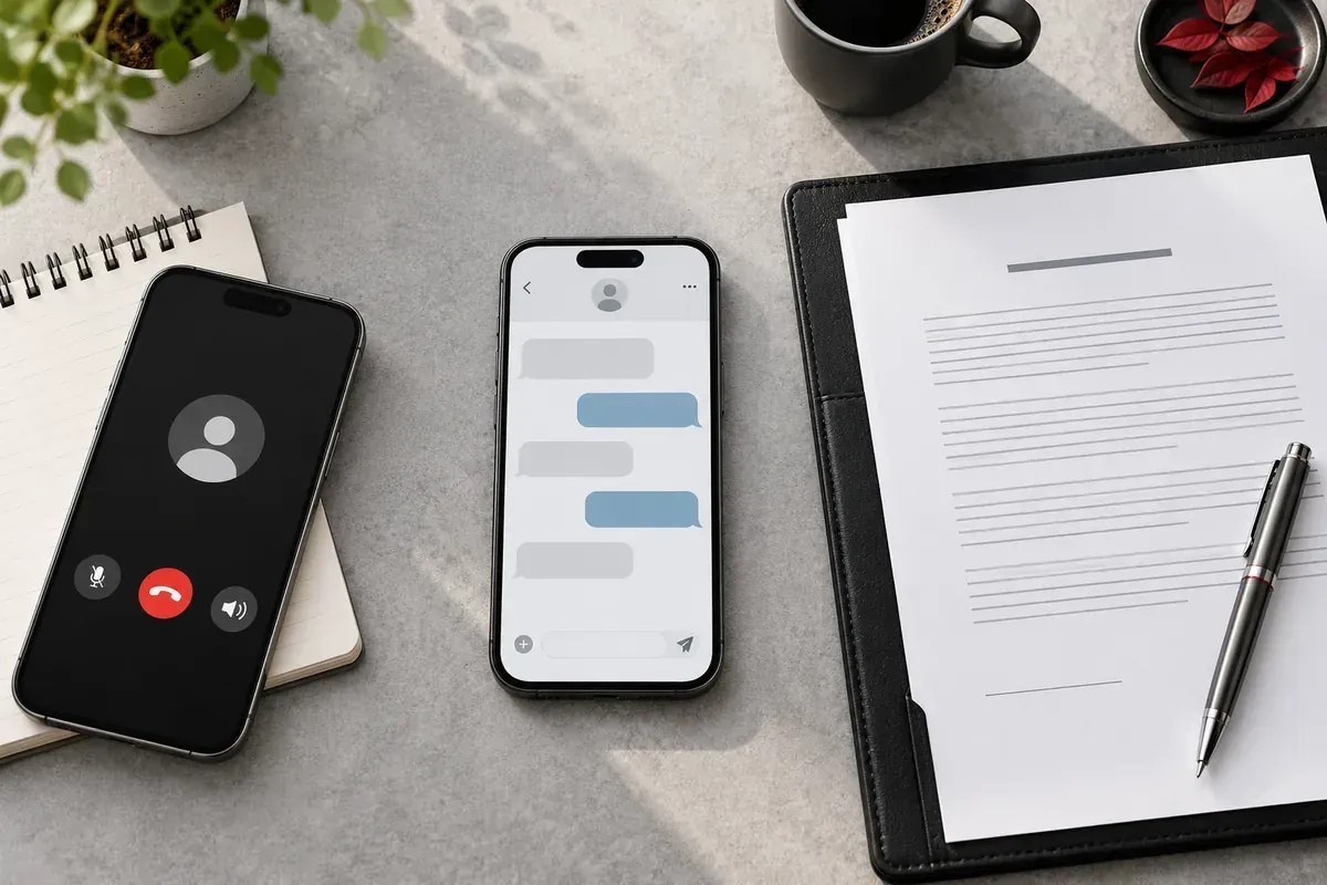Minh họa ba hình thức thuê thám tử gồm trao đổi qua điện thoại, tin nhắn và hợp đồng giấy. Minh họa ba hình thức thuê thám tử gồm trao đổi qua điện thoại, tin nhắn và hợp đồng giấy.