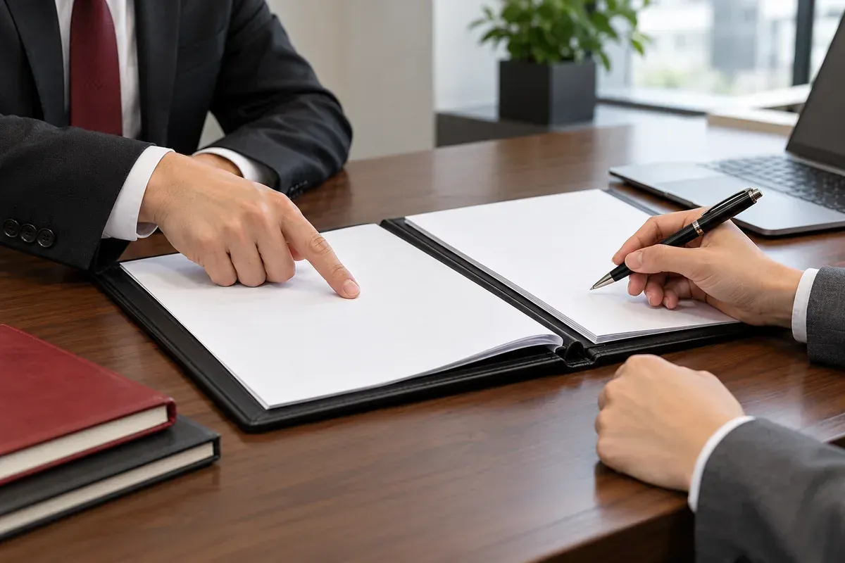 Hai bên trao đổi tài liệu hợp đồng minh họa trách nhiệm pháp lý khi thuê thám tử. Hai bên trao đổi tài liệu hợp đồng minh họa trách nhiệm pháp lý khi thuê thám tử.