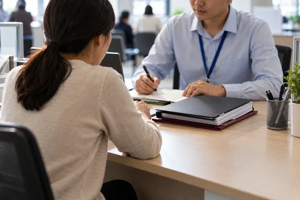Người thân trình bày thông tin và hồ sơ tại bàn tiếp nhận hỗ trợ khi có người mất liên lạc nguy hiểm