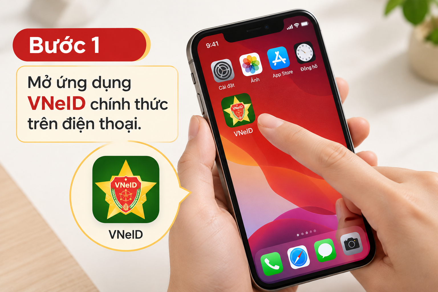 Bước 1 mở ứng dụng VNeID để kiểm tra giấy phép lái xe