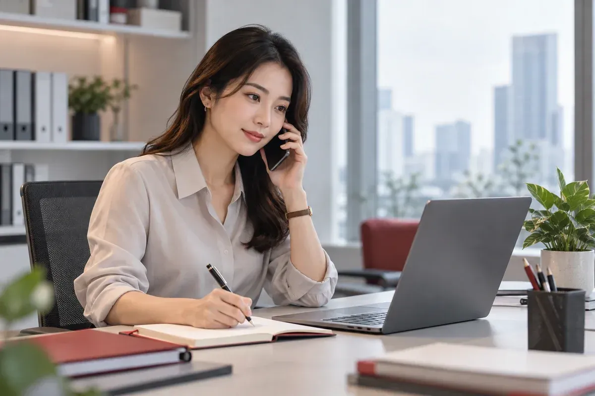 Chuyên viên tuyển dụng trao đổi qua điện thoại với người tham chiếu và ghi chú thông tin nghề nghiệp của ứng viên. Chuyên viên tuyển dụng trao đổi qua điện thoại với người tham chiếu và ghi chú thông tin nghề nghiệp của ứng viên.