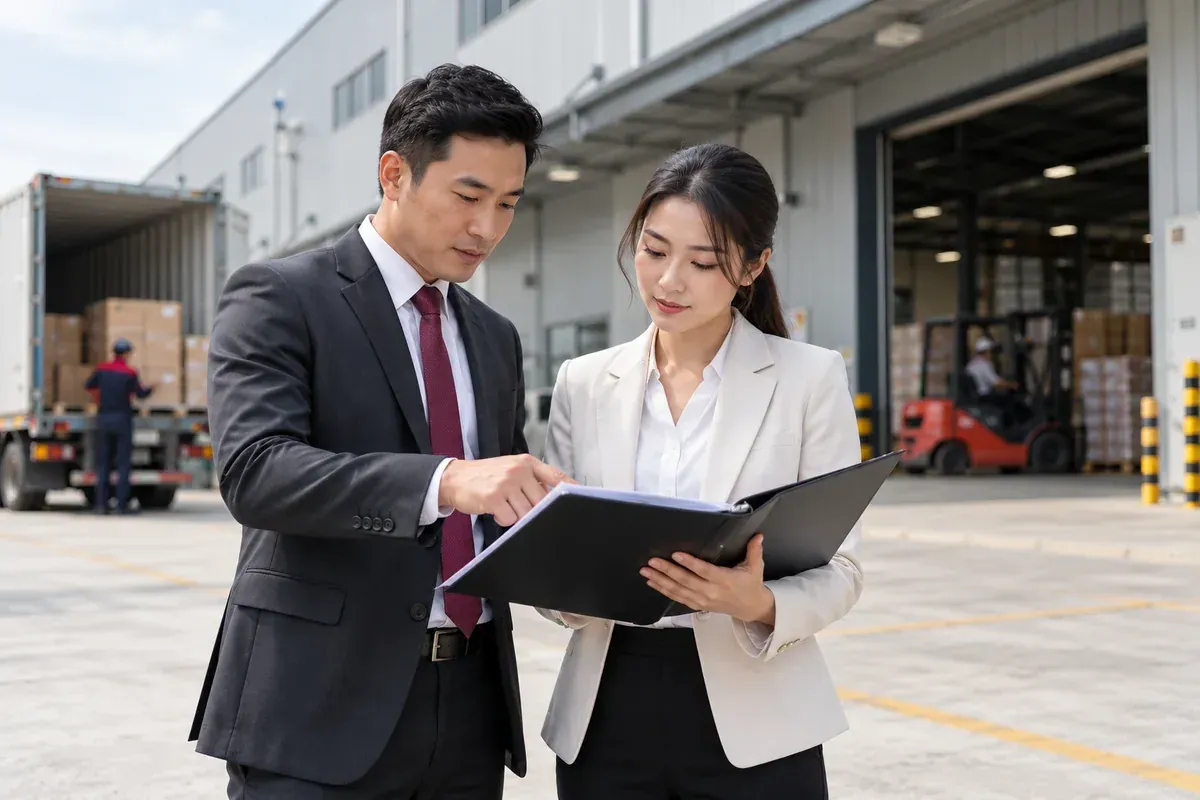 Tình huống minh họa xác minh nhà cung cấp và địa điểm nhà xưởng trước khi doanh nghiệp đặt cọc hợp đồng. Tình huống minh họa xác minh nhà cung cấp và địa điểm nhà xưởng trước khi doanh nghiệp đặt cọc hợp đồng.
