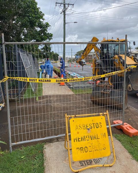 A Yellow Sign that Says Asbestos Removal on It — Northern Rivers Demolition & Asbestos in Ballina, NSW