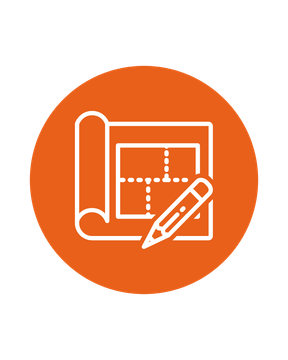 orange icon of floor plan