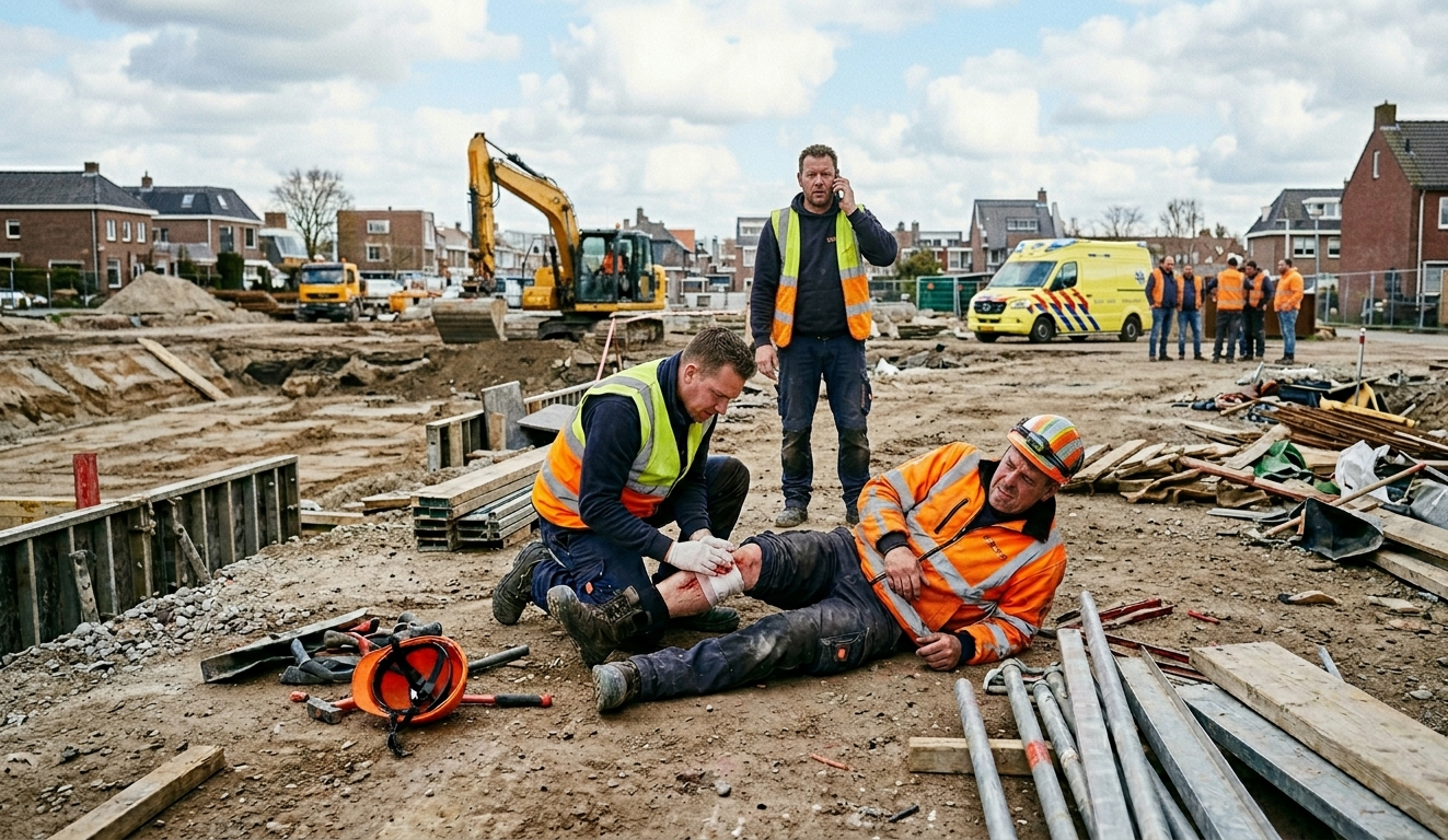een arbeidsongeval dat plaatsvindt op de bouw