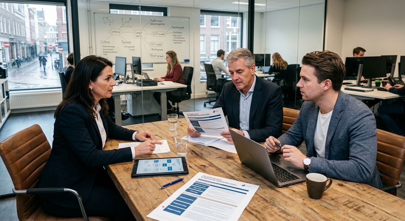 3 personen die aan het vergaderen zijn