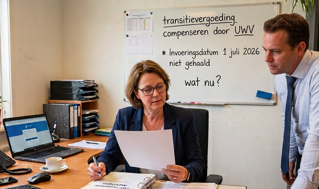 Twee personen op kantoor aan het overleggen 