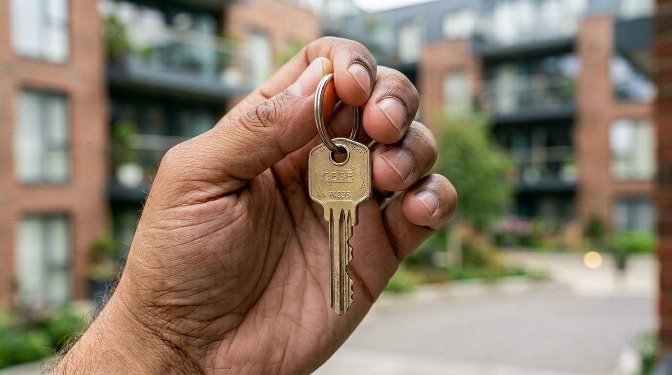 man met sleutel in zijn hand