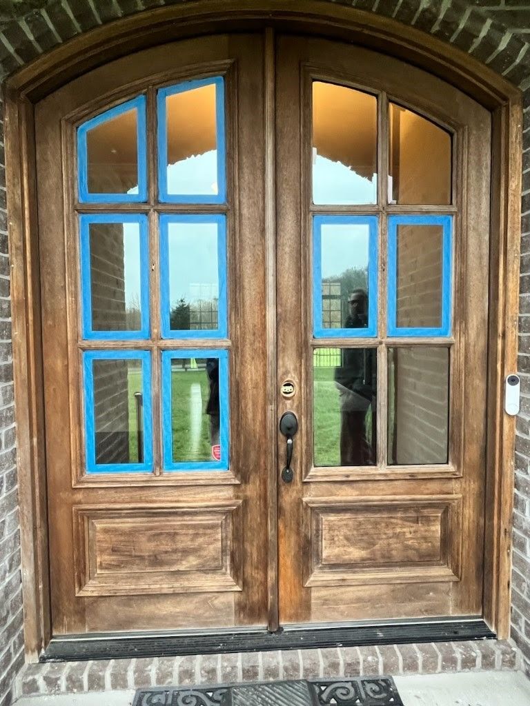 Hendersonville TN, Door with Glass Refinishing Before | Mid South Door Refinishing Nashville, TN