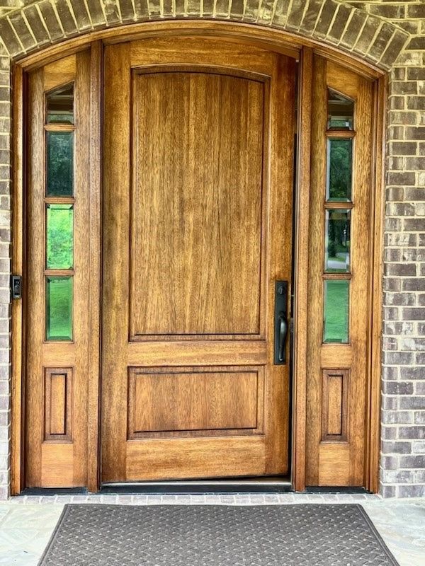 Hendersonville TN, Door Refinishing with Glasses on Side After | Mid South Door Refinishing Nashville, TN