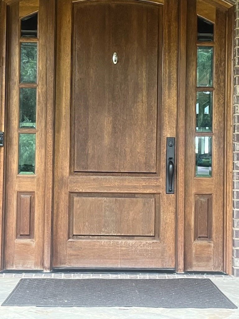 Hendersonville TN, Door Refinishing with Glasses on Side Before | Mid South Door Refinishing Nashville, TN