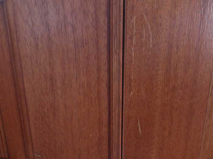 Dog Scratches Front Doors Before | Mid South Door Refinishing Nashville, TN