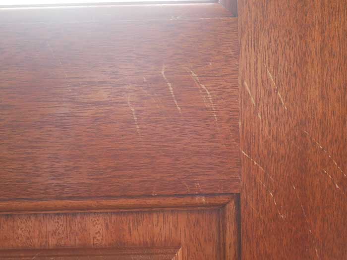 Dog Scratches Front Door Before | Mid South Door Refinishing Nashville, TN