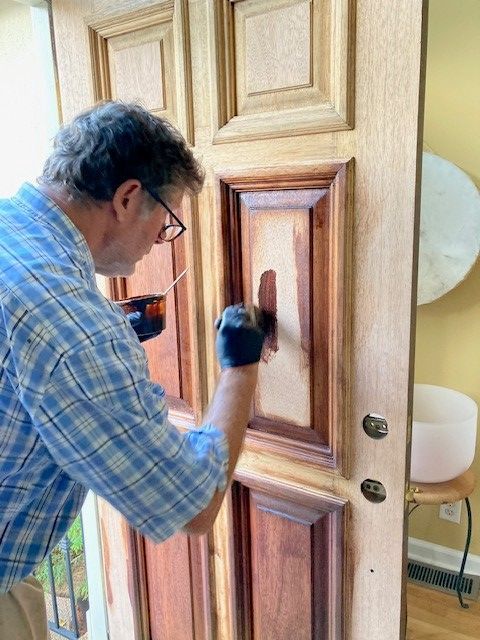 Applying Sealing Stain with A Brush | Mid South Door Refinishing Nashville, TN
