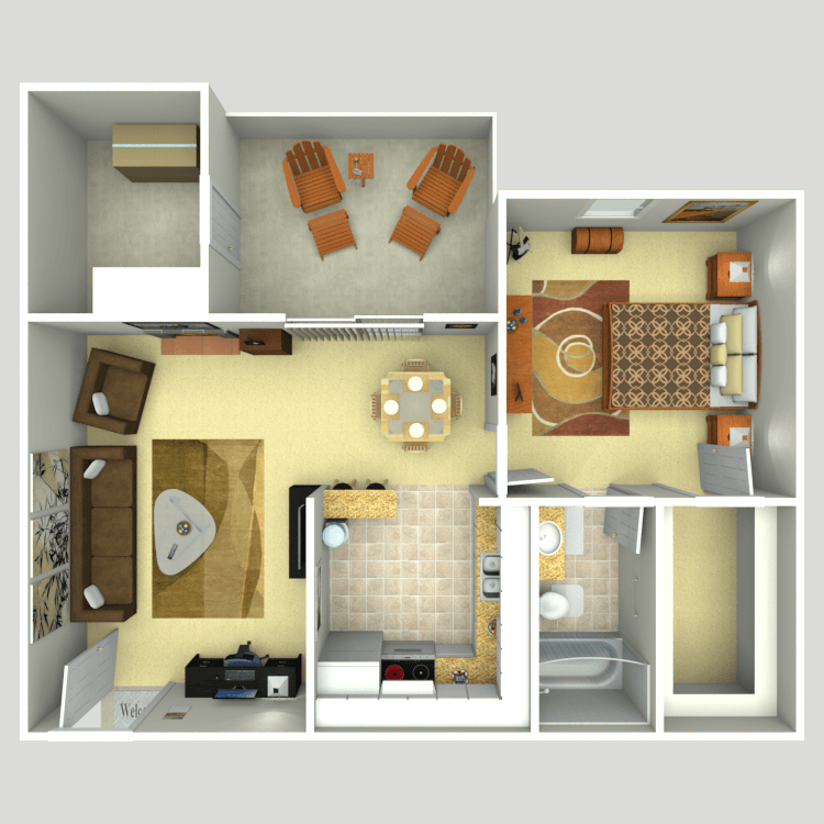 An aerial view of a floor plan of a house