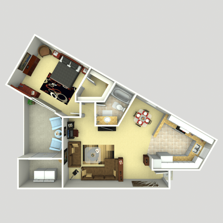 An aerial view of a floor plan of a house