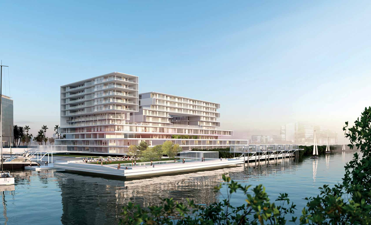 A remarkable gathering of studio to three-bedroom, apartments overlooking a charming marina, a quaint internal courtyard.