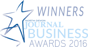 A logo for the winners of the north devon journal business awards