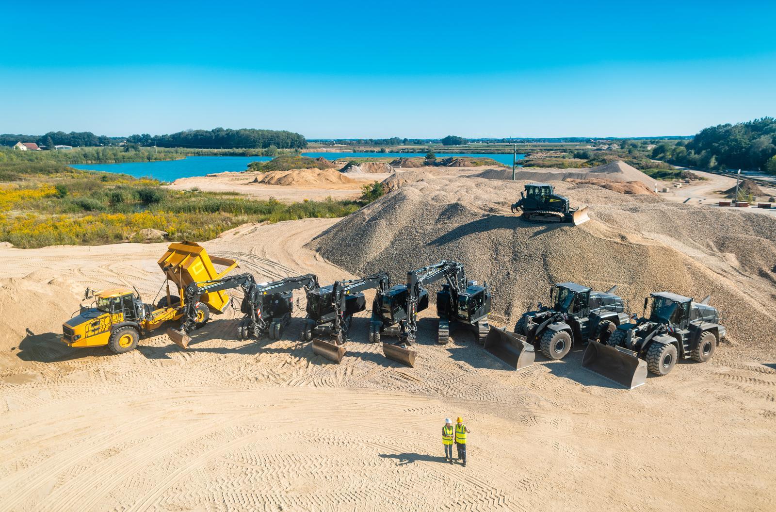 excavators in the site
