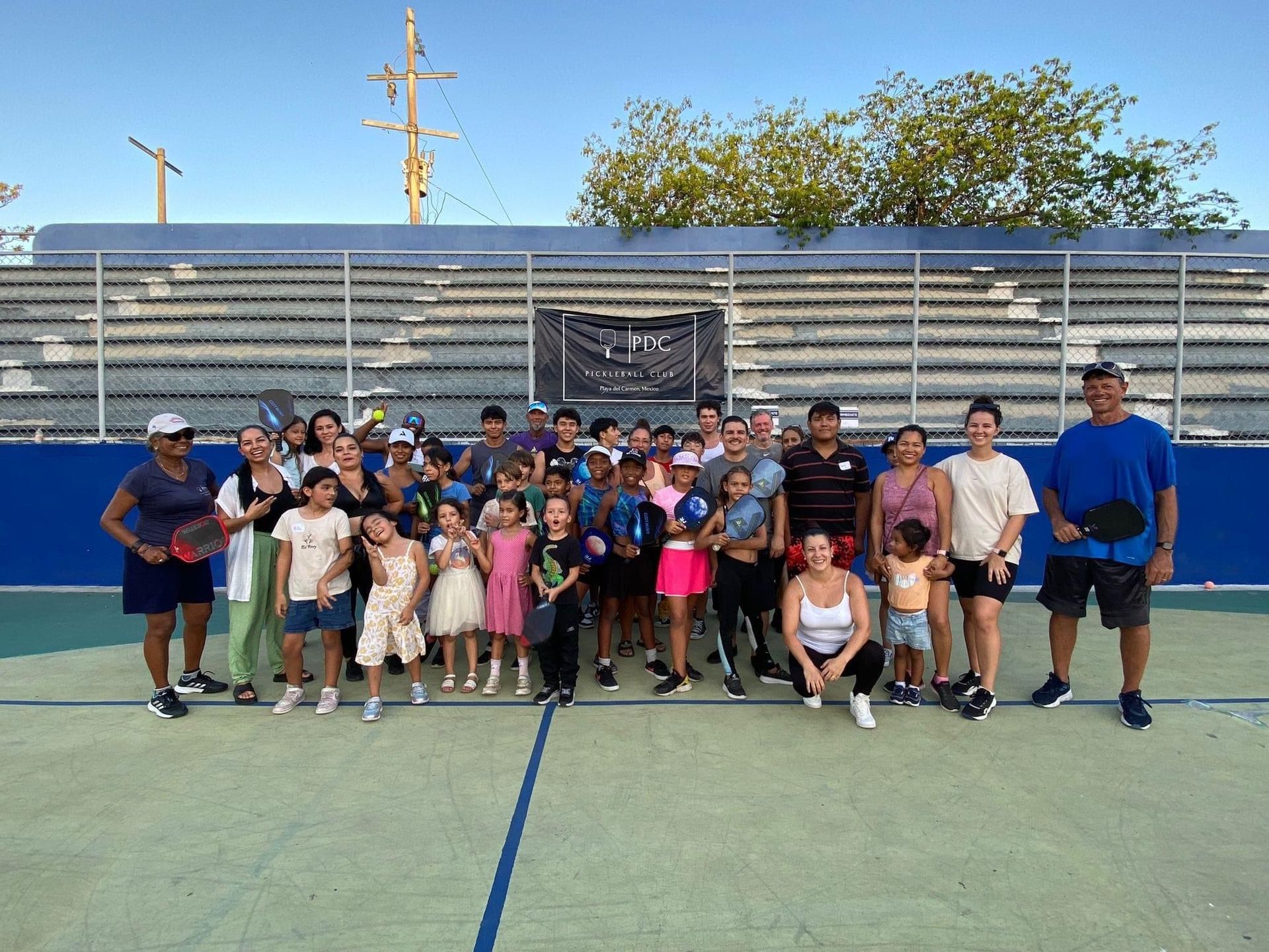 large group photo of  pickleball players in playa del carmen, mx