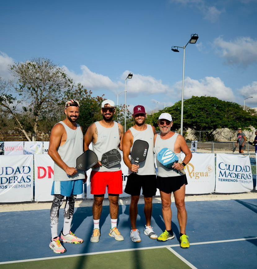 group of picklball players in playa del carmen, MX