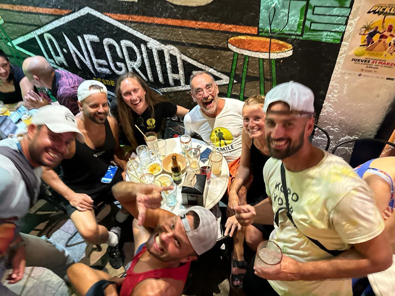 picklball players in playa del carmen, MX enjoying themselves after playing pickleball