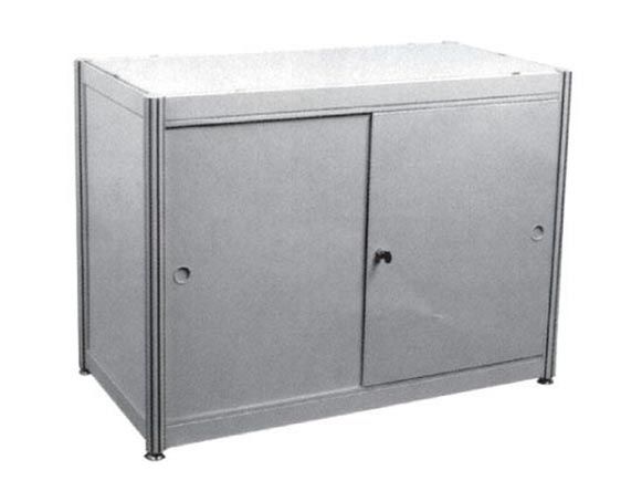 A Gray Metal Cabinet with Two Sliding Doors — Rme in Sapphire, NSW