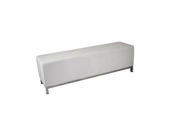 White Upholstered Bench with Silver Legs — Rme in Sapphire, NSW