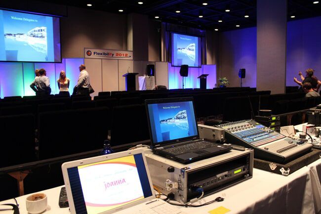 Conference Setup with Laptops, Sound Equipment — Rme in Sapphire, NSW