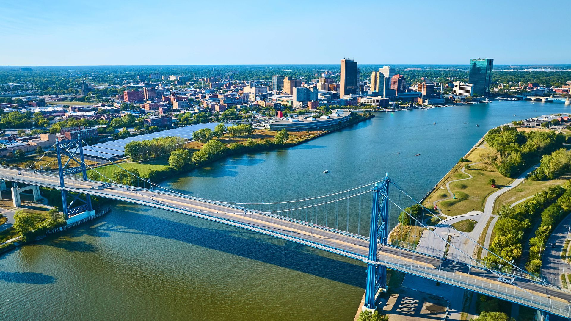 Skyline view of the Maumee River outside Toledo, OH