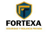Fortexa logo with blue and gold shield icon and the text “SEGURIDAD Y VIGILANCIA PRIVADA”