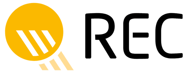 REC logo with a yellow circle and black text