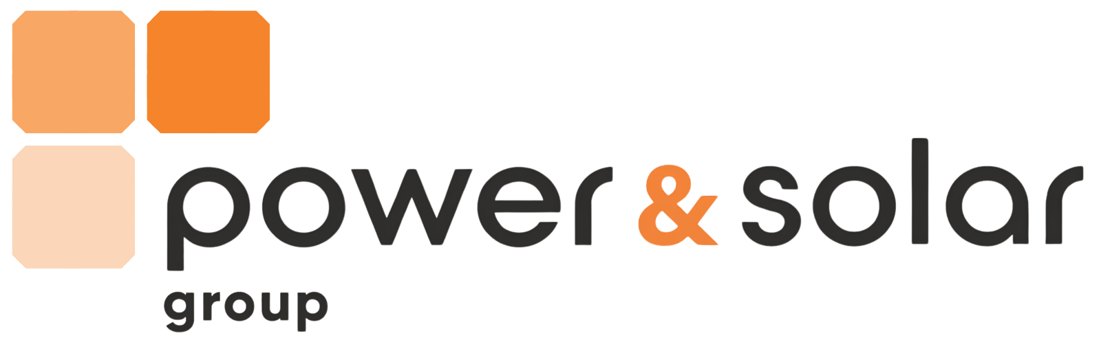 Power & Solar Group logo with orange square icons and black lowercase text